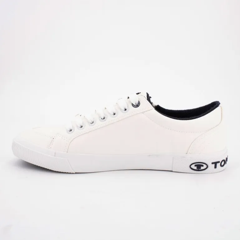 Baskets semelle blanche avec logo bleu marine avec zip Homme TOM TAILOR
