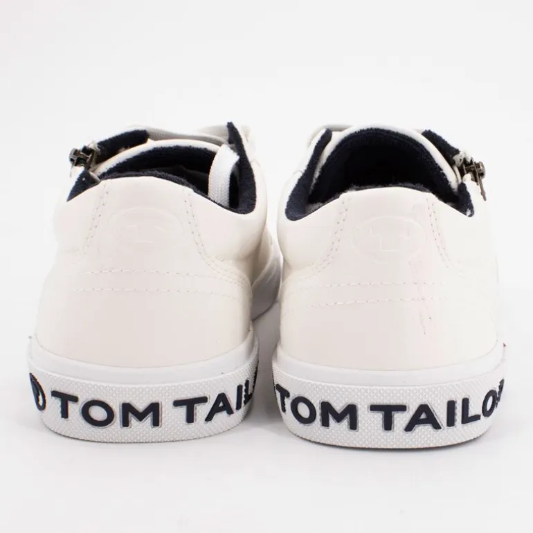 Baskets semelle blanche avec logo bleu marine avec zip Homme TOM TAILOR