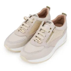 Baskets semelle contrastée en cuir avec strass golds Femme KEYS