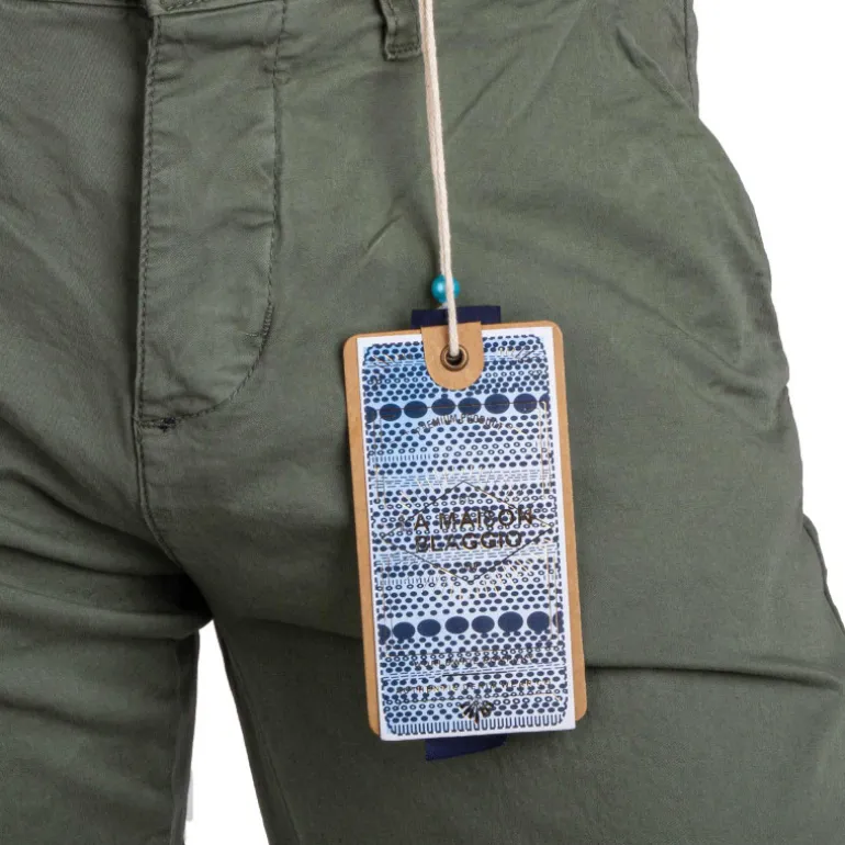 Bermuda chino venili coton stretch popeline revers gansé bouton Homme BLAGGIO