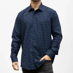 Bill00 chemise coton poly bleu marine - jacquard Homme BILL TORNADE