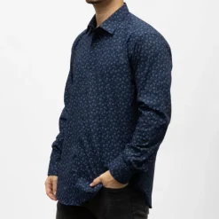 Bill00 chemise coton poly bleu marine - jacquard Homme BILL TORNADE