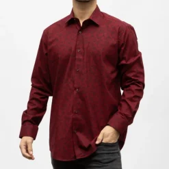 Bill00 chemise coton poly rouge bordeaux - jacquard Homme BILL TORNADE