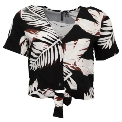 Blouse à boutons easy black col v imprimé plantes Femme VERO MODA