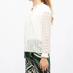 Blouse blanc écru dentelle betsy col montant Femme LA PETITE ETOILE