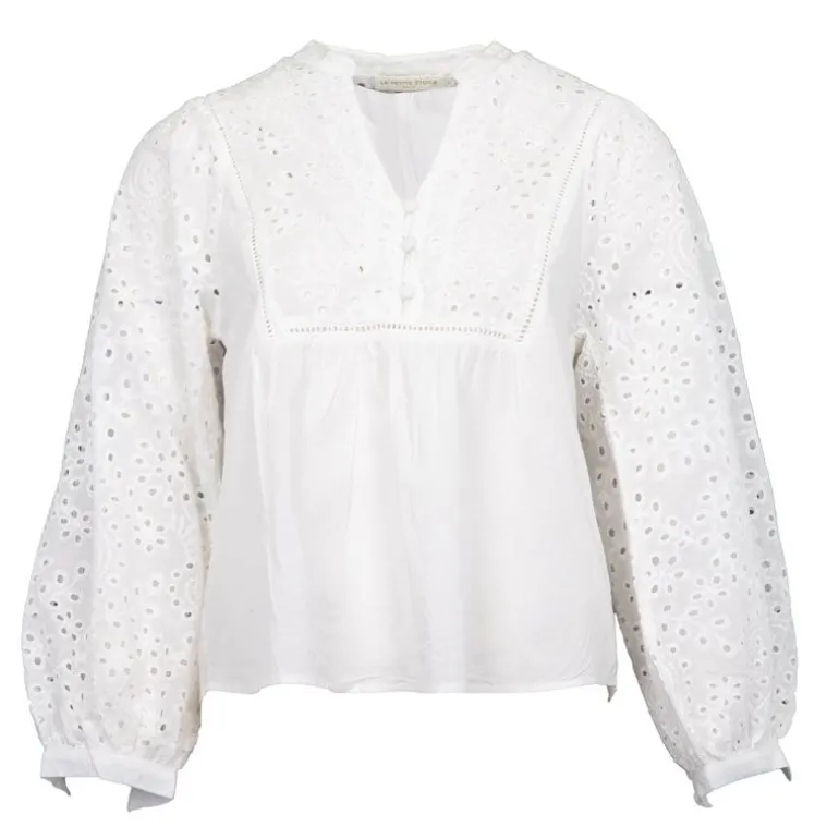 Blouse brodée blanc briam col V Femme LA PETITE ETOILE