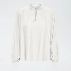 Blouse celeste col rond décolleté v poignets boutonnés Femme JDY