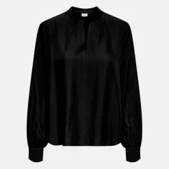 Blouse celeste col rond décolleté v poignets boutonnés Femme JDY