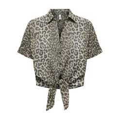 Blouse col chemise imprimé léopardà nouer Femme ONLY