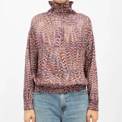 Blouse col montant imprimé zebra violet Femme LA PETITE ETOILE