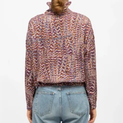 Blouse col montant imprimé zebra violet Femme LA PETITE ETOILE