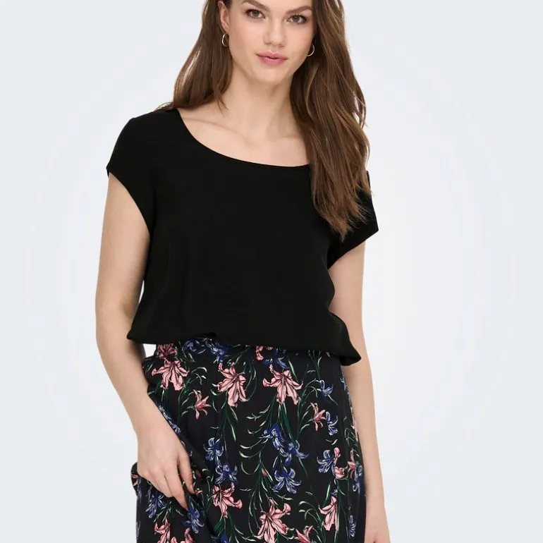Blouse col rond asymétrique avec bouton Femme ONLY