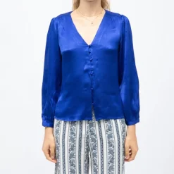 Blouse col v effet satin bianca légère Femme LA PETITE ETOILE