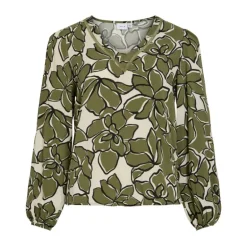 Blouse col V fleurie capulet olive Femme VILA