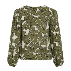Blouse col V fleurie capulet olive Femme VILA