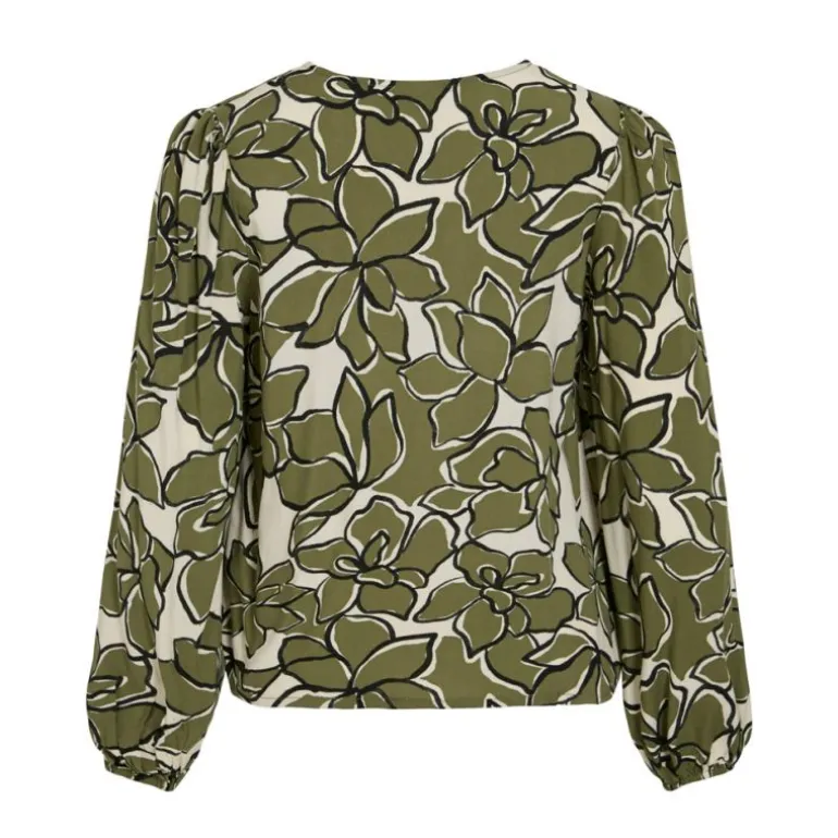 Blouse col V fleurie capulet olive Femme VILA