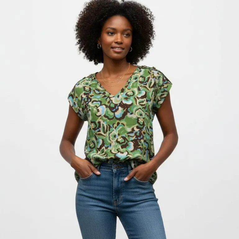 Blouse col v imprimé fleurs Femme IMPERIAL