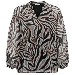Blouse col v mi transparente imprimée fantaisie Femme ONLY CARMAKOMA
