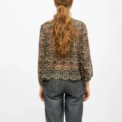 Blouse cyrielle col v imprimé graphique khaki Femme DEELUXE 74