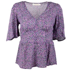 Blouse fleurie violet manches volantes Femme LA PETITE ETOILE
