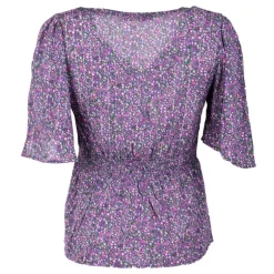 Blouse fleurie violet manches volantes Femme LA PETITE ETOILE