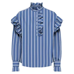 Blouse malou imprimé à rayures épaules à volants Femme ONLY