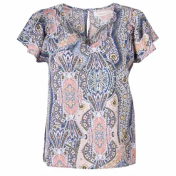 Blouse manches à volants motif cachemire col v Femme DEELUXE 74