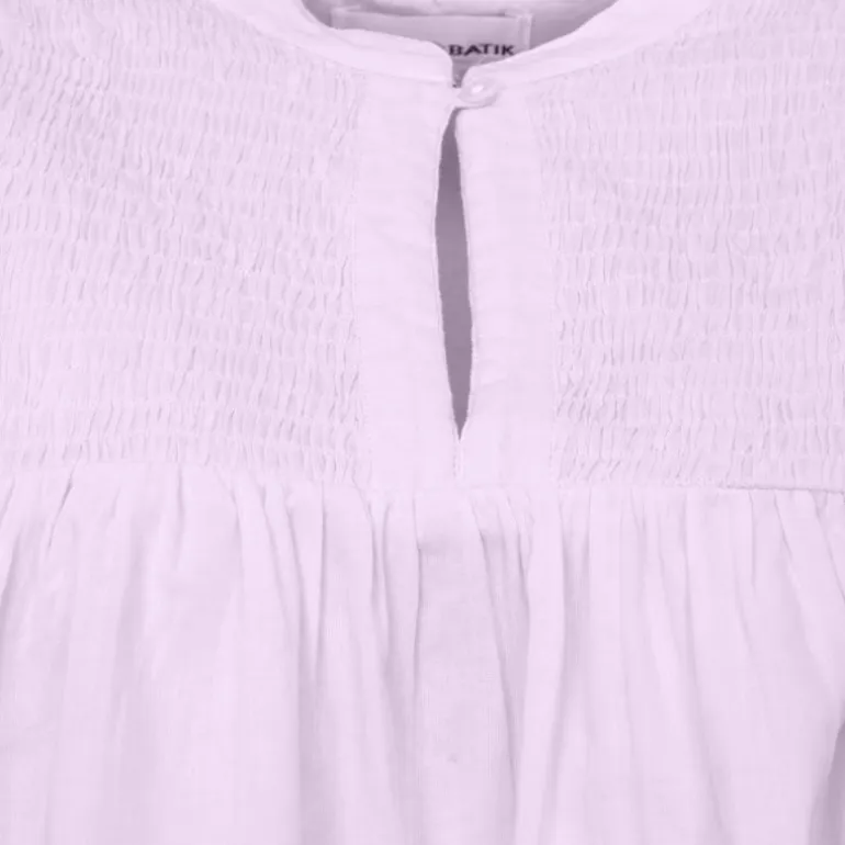 Blouse manches courtes à volants hita col fermé avec bouton Femme ANTIK BATIK