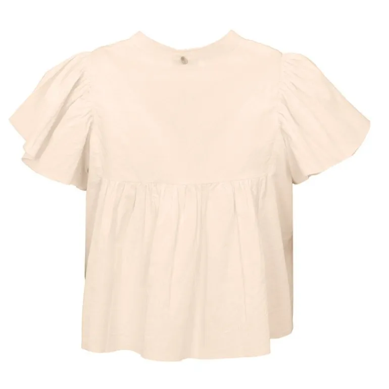 Blouse manches courtes à volants hita col fermé avec bouton Femme ANTIK BATIK