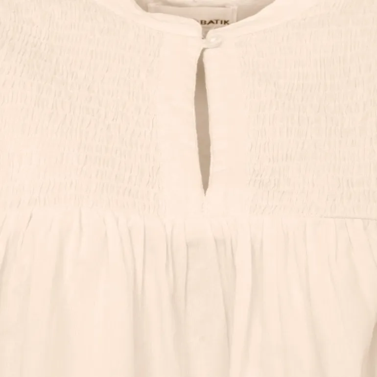 Blouse manches courtes à volants hita col fermé avec bouton Femme ANTIK BATIK