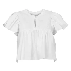 Blouse manches courtes à volants hita col fermé avec bouton Femme ANTIK BATIK