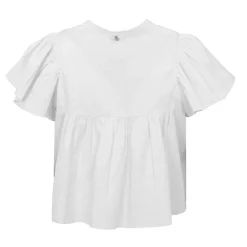 Blouse manches courtes à volants hita col fermé avec bouton Femme ANTIK BATIK