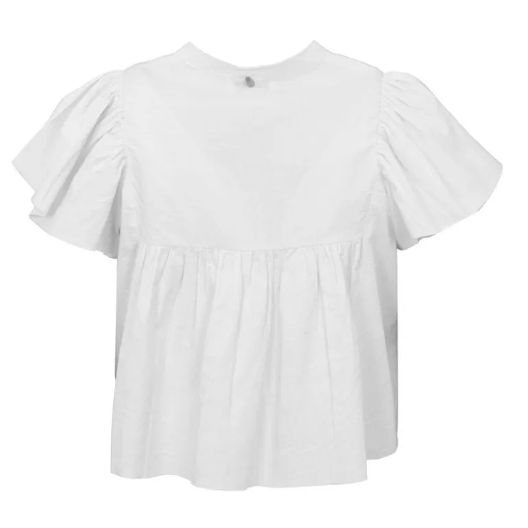 Blouse manches courtes à volants hita col fermé avec bouton Femme ANTIK BATIK