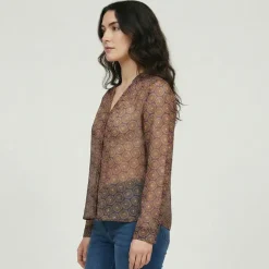 Blouse transparente col v imprimé graphique bohemian Femme LES TROPEZIENNES PAR M.BELARBI