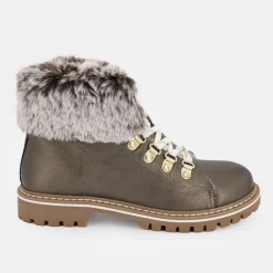 Boots cuir grainé avec fausse fourrure Femme LES TROPEZIENNES PAR M.BELARBI