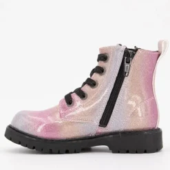 Botines arc en ciel lacets noirs avec zip rose métallique Enfant DOCKERS BY GERLI