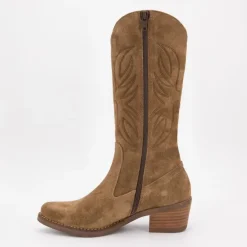 Bottes santiag daim marron clair à motif ailés Femme PATRICIA MILLER