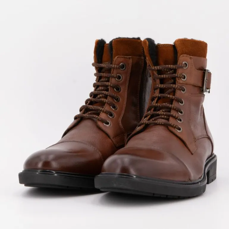 Bottines à lacets cognac avec zip Homme PIERRE CARDIN