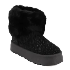 Bottines à revers à strass doublure faussure fourrure Femme TOM TAILOR