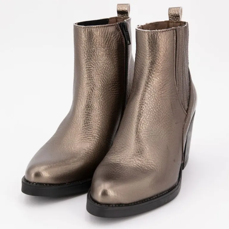 Bottines à talons noirs cuir imprimé serpent platine Femme PATRICIA MILLER