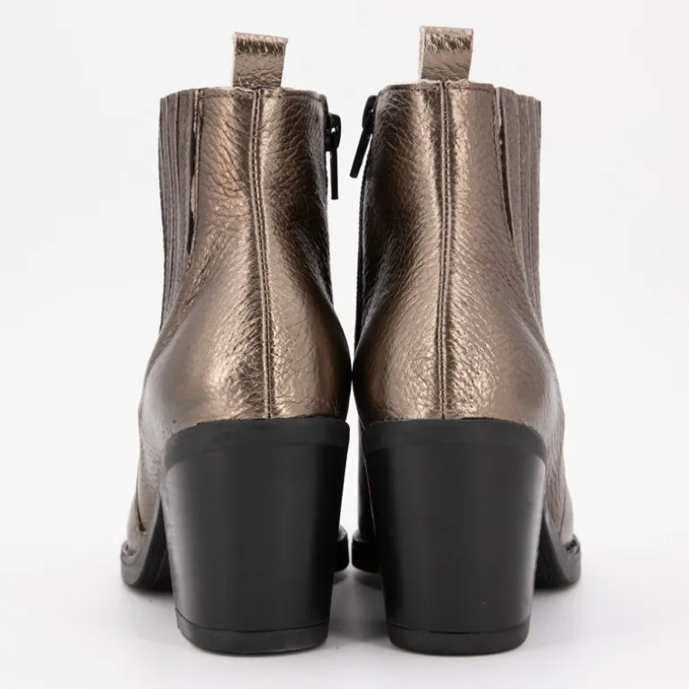 Bottines à talons noirs cuir imprimé serpent platine Femme PATRICIA MILLER