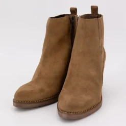 Bottines camel cuir à talons couleur unie Femme PATRICIA MILLER