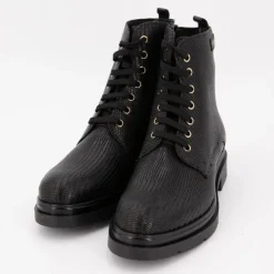 Bottines cuir à lacets soraya noir imprimé serpent Femme LES TROPEZIENNES PAR M.BELARBI