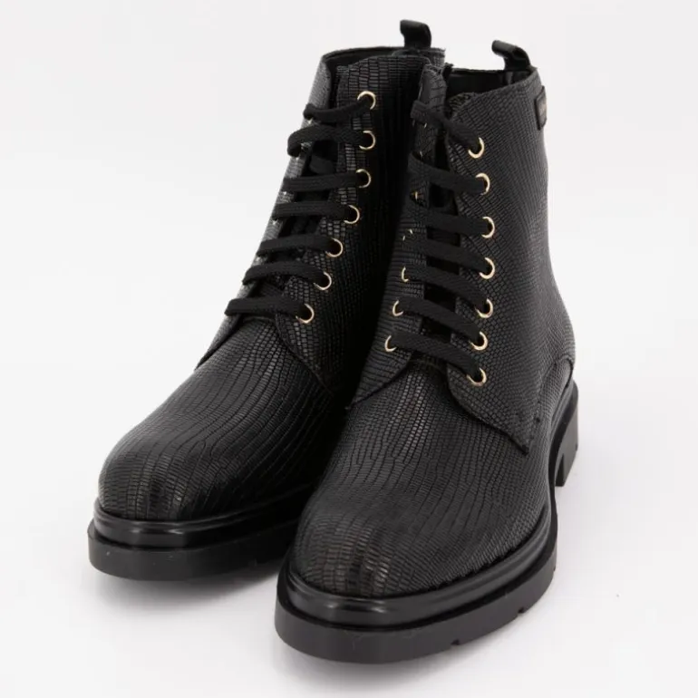 Bottines cuir à lacets soraya noir imprimé serpent Femme LES TROPEZIENNES PAR M.BELARBI