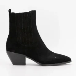 Bottines cuir à talons carrés daim Femme ELWIN