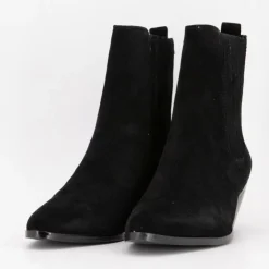 Bottines cuir à talons carrés daim Femme ELWIN