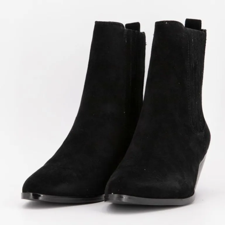 Bottines cuir à talons carrés daim Femme ELWIN
