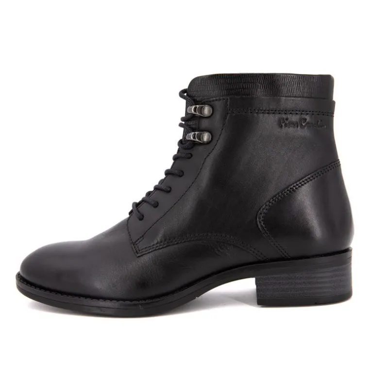 Bottines cuir à talons noir avec lacets Femme PIERRE CARDIN
