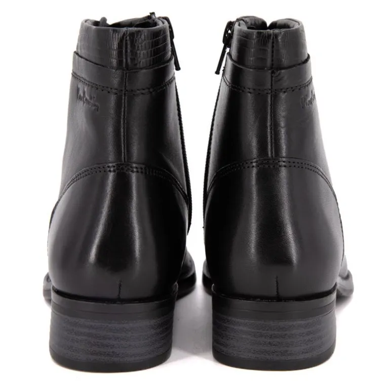 Bottines cuir à talons noir avec lacets Femme PIERRE CARDIN