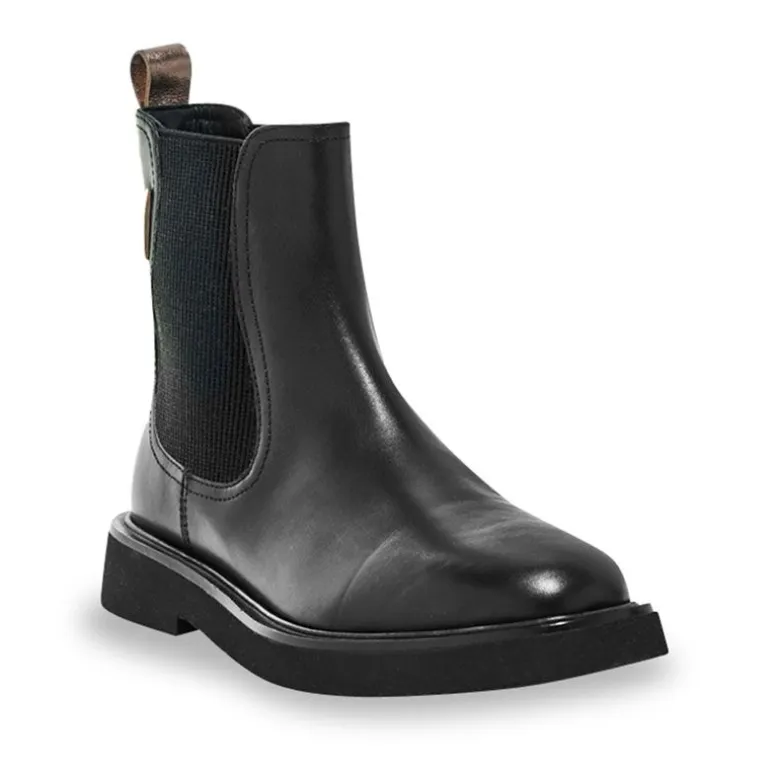 Bottines cuir Loom noir bande dorée Femme LES TROPEZIENNES PAR M.BELARBI